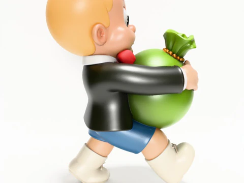 3D Printing Happy Richie Rich Poor Little Rich Boy Cash Bag toy 3D Model