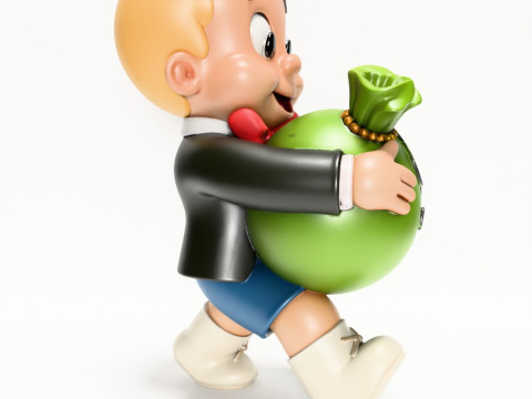 3D Printing Happy Richie Rich Poor Little Rich Boy Cash Bag toy Modelo 3D