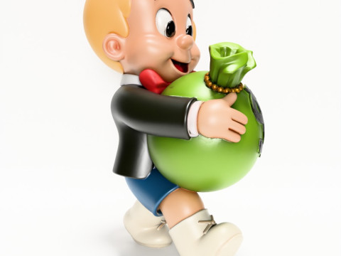 3D Printing Happy Richie Rich Poor Little Rich Boy Cash Bag toy Modelo 3D