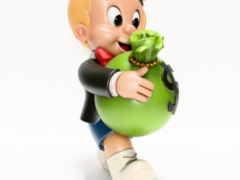 3D Printing Happy Richie Rich Poor Little Rich Boy Cash Bag toy Modelo 3D