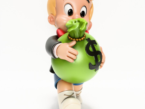 3D Printing Happy Richie Rich Poor Little Rich Boy Cash Bag toy Modelo 3D