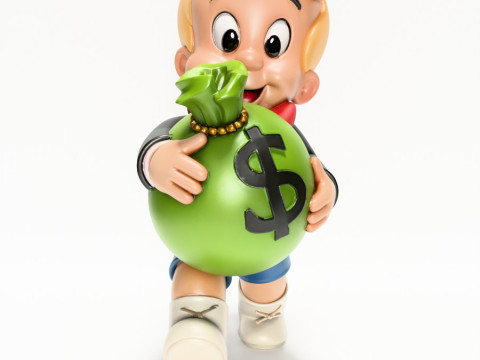 3D Printing Happy Richie Rich Poor Little Rich Boy Cash Bag toy Modelo 3D