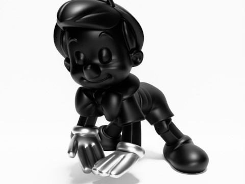 3D Printing Chrome Pinocchio Disney Cricket Player toy 3D Modell
