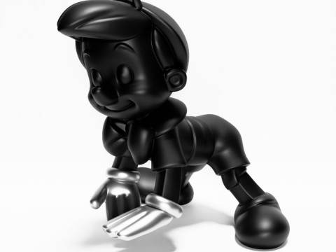 3D Printing Chrome Pinocchio Disney Cricket Player toy 3D Modell