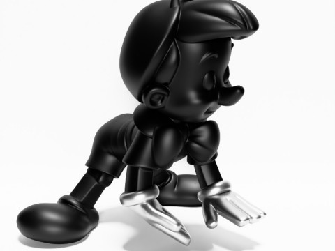 3D Printing Chrome Pinocchio Disney Cricket Player toy 3D Modell