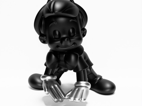 3D Printing Chrome Pinocchio Disney Cricket Player toy 3D Modell