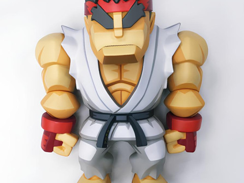 3D Printing Ryu Street Fighter Red Band Low Poly Style toy Model 3D