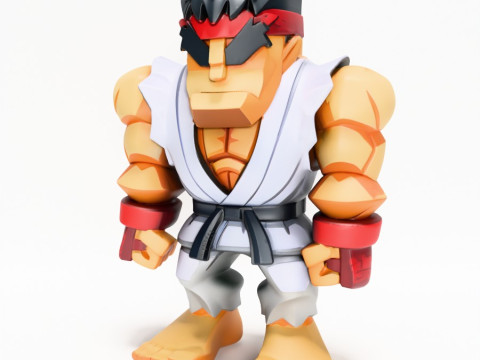 3D Printing Ryu Street Fighter Red Band Low Poly Style toy Modelo 3D