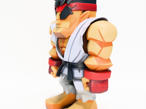 3D Printing Ryu Street Fighter Red Band Low Poly Style toy Modelo 3D
