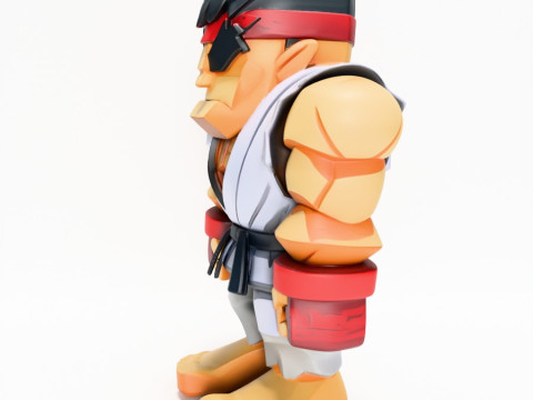 3D Printing Ryu Street Fighter Red Band Low Poly Style toy Modelo 3D