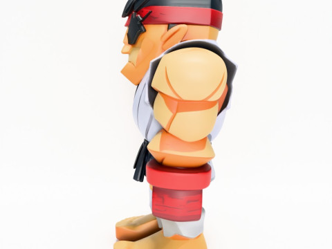 3D Printing Ryu Street Fighter Red Band Low Poly Style toy Modelo 3D