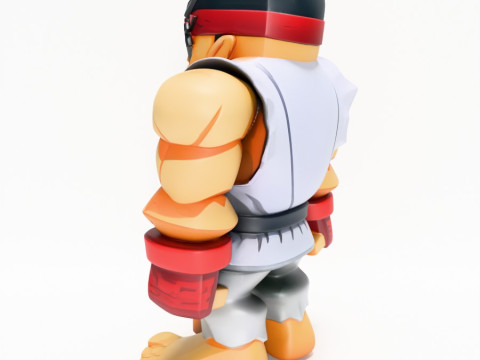 3D Printing Ryu Street Fighter Red Band Low Poly Style toy Modelo 3D