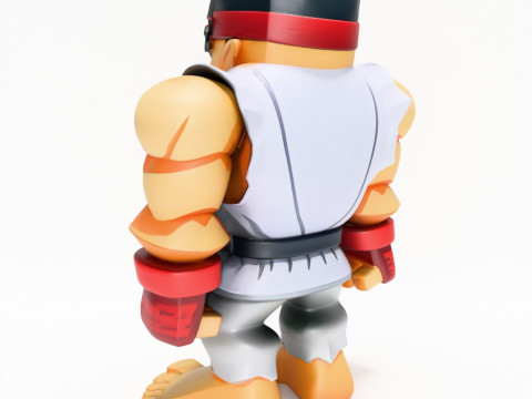 3D Printing Ryu Street Fighter Red Band Low Poly Style toy Modelo 3D