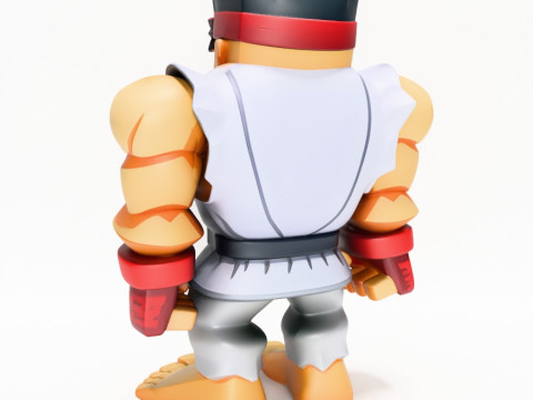 3D Printing Ryu Street Fighter Red Band Low Poly Style toy Modelo 3D