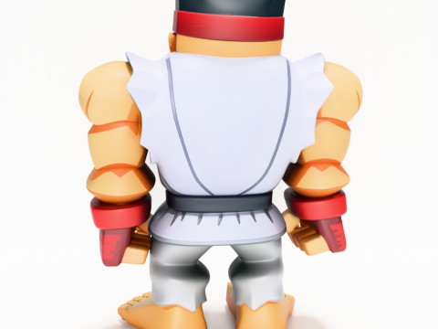 3D Printing Ryu Street Fighter Red Band Low Poly Style toy Modelo 3D