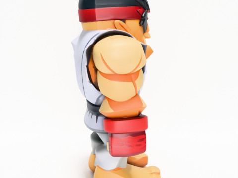 3D Printing Ryu Street Fighter Red Band Low Poly Style toy Modelo 3D