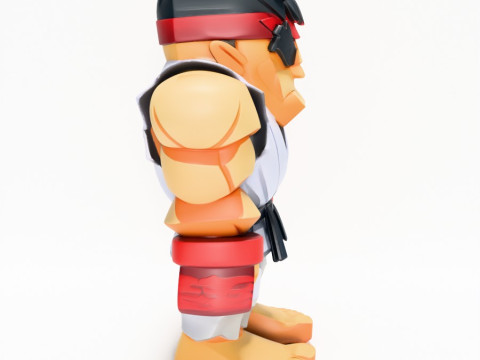 3D Printing Ryu Street Fighter Red Band Low Poly Style toy Modelo 3D