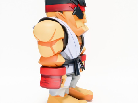 3D Printing Ryu Street Fighter Red Band Low Poly Style toy Modelo 3D