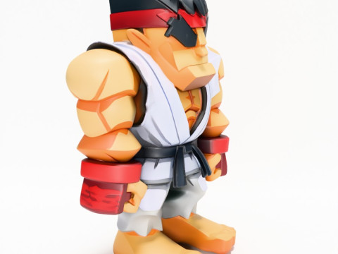 3D Printing Ryu Street Fighter Red Band Low Poly Style toy Modelo 3D