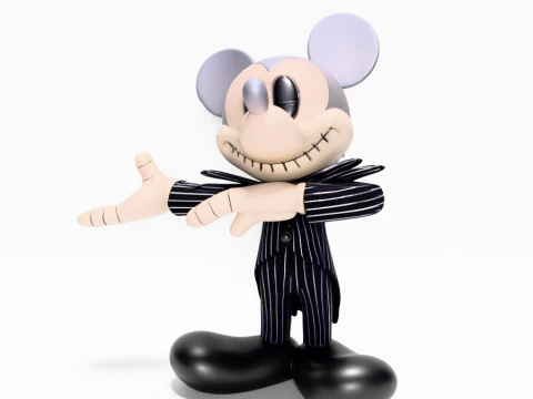 Mainan Halloween Mickey Mouse Jack Skellington Cetak 3D Model 3D