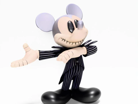 Mainan Halloween Mickey Mouse Jack Skellington Cetak 3D Model 3D