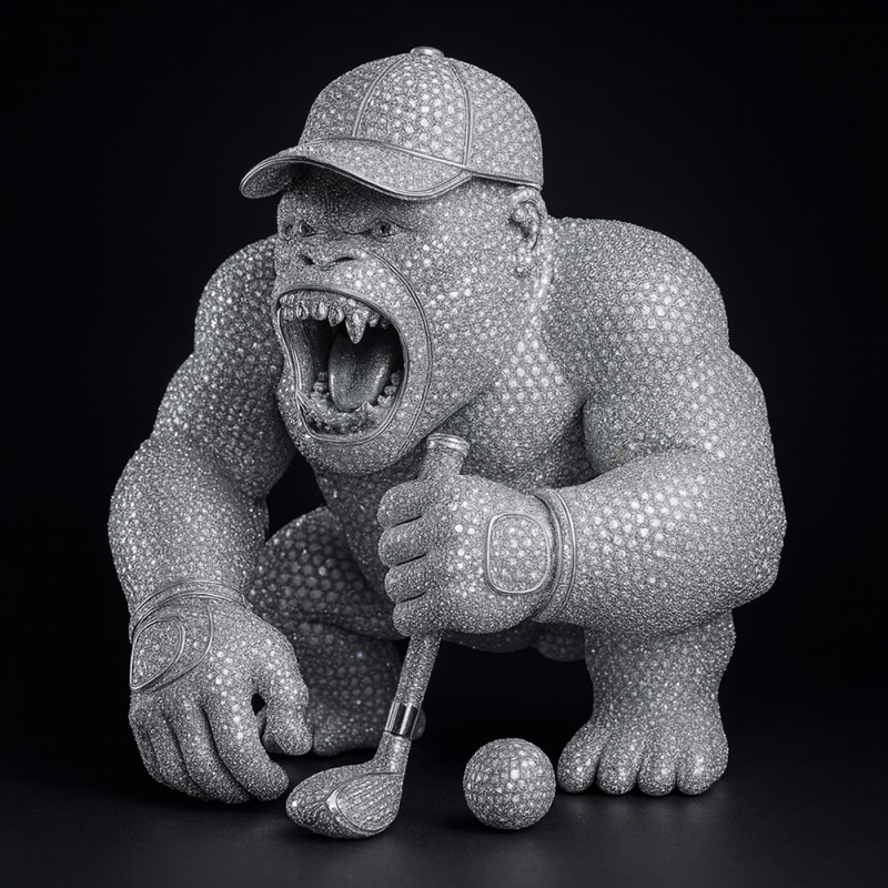 3D Printing Jewelry Base Gorilla Silverback Golf Statue toy 3D Model .c4d .max .obj .3ds .fbx .stl .blend