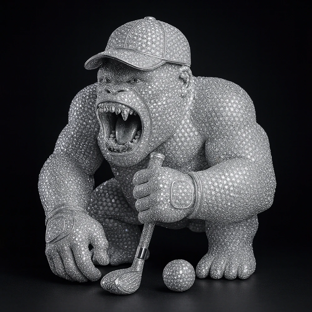 3D Printing Jewelry Base Gorilla Silverback Golf Statue toy 3D Model .c4d .max .obj .3ds .fbx .stl .blend 