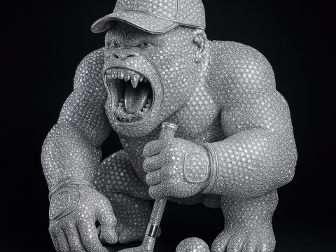 3D Printing Jewelry Base Gorilla Silverback Golf Statue toy Modèle 3D