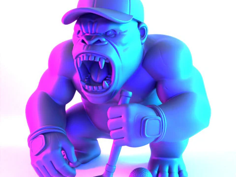 3D Printing Jewelry Base Gorilla Silverback Golf Statue toy 3D Model