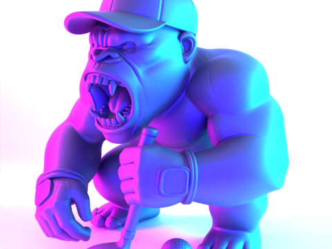 3D Printing Jewelry Base Gorilla Silverback Golf Statue toy 3D Model