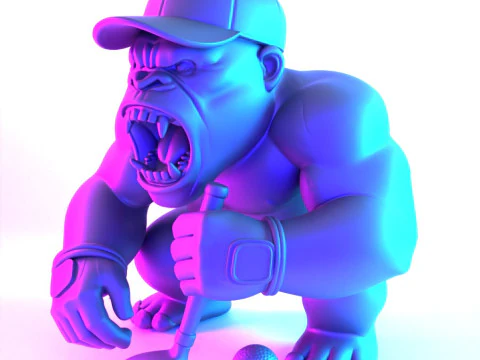 3D Printing Jewelry Base Gorilla Silverback Golf Statue toy 3D Model