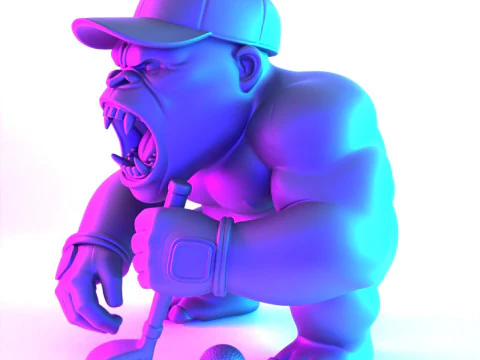 3D Printing Jewelry Base Gorilla Silverback Golf Statue toy 3D Model