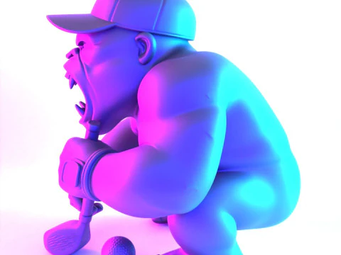 3D Printing Jewelry Base Gorilla Silverback Golf Statue toy 3D Model