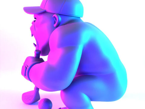 3D Printing Jewelry Base Gorilla Silverback Golf Statue toy 3D Model