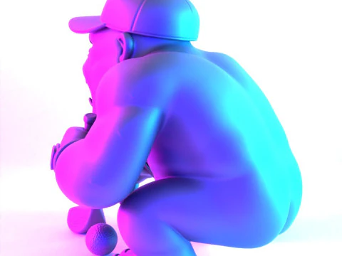 3D Printing Jewelry Base Gorilla Silverback Golf Statue toy 3D Model