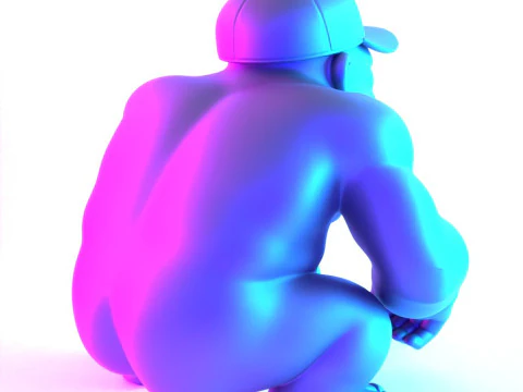 3D Printing Jewelry Base Gorilla Silverback Golf Statue toy 3D Model