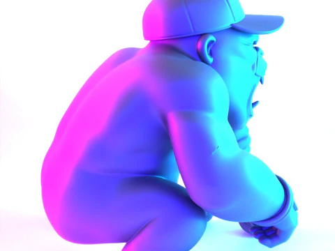 3D Printing Jewelry Base Gorilla Silverback Golf Statue toy 3D Model