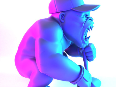 3D Printing Jewelry Base Gorilla Silverback Golf Statue toy 3D Model