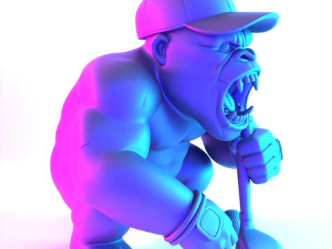 3D Printing Jewelry Base Gorilla Silverback Golf Statue toy 3D Model