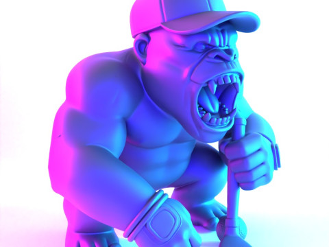 3D Printing Jewelry Base Gorilla Silverback Golf Statue toy 3D Model