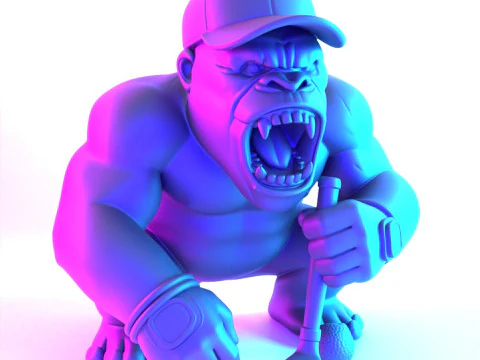 3D Printing Jewelry Base Gorilla Silverback Golf Statue toy 3D Model