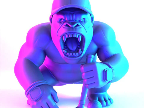 3D Printing Jewelry Base Gorilla Silverback Golf Statue toy 3D Model