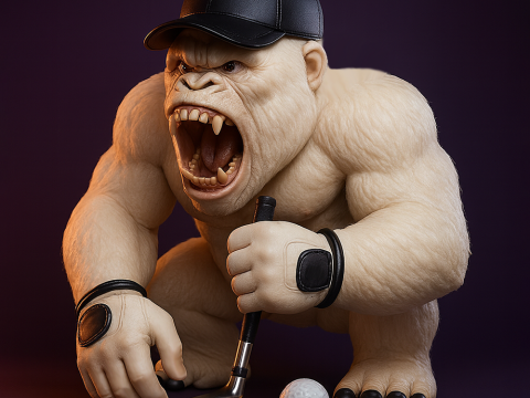 3D Printing Gorilla Silverback Golf Statue toy 3D मॉडल