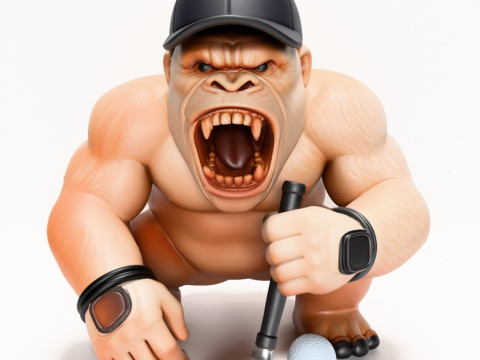 3D プリント ゴリラ シルバーバック ゴルフ スタチュー おもちゃ 3Dモデル