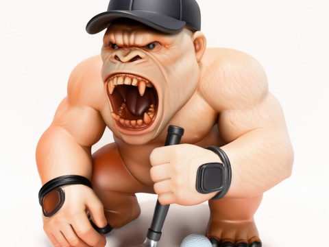 3D プリント ゴリラ シルバーバック ゴルフ スタチュー おもちゃ 3Dモデル