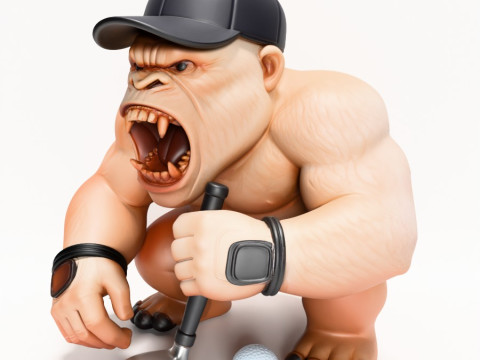 3D プリント ゴリラ シルバーバック ゴルフ スタチュー おもちゃ 3Dモデル