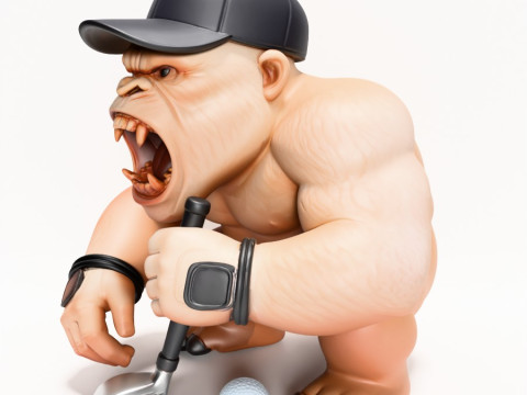 3D プリント ゴリラ シルバーバック ゴルフ スタチュー おもちゃ 3Dモデル