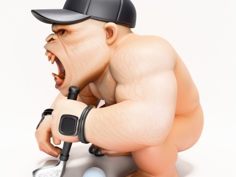 3D プリント ゴリラ シルバーバック ゴルフ スタチュー おもちゃ 3Dモデル