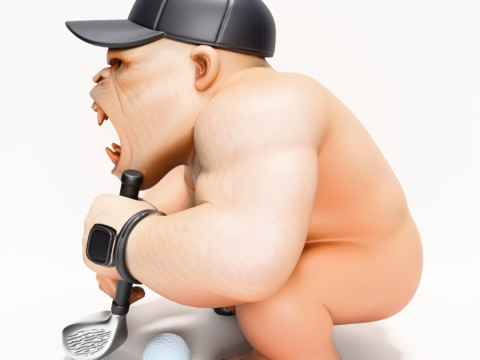 3D プリント ゴリラ シルバーバック ゴルフ スタチュー おもちゃ 3Dモデル