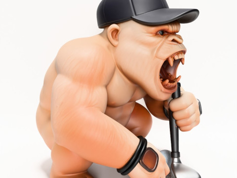 3D プリント ゴリラ シルバーバック ゴルフ スタチュー おもちゃ 3Dモデル